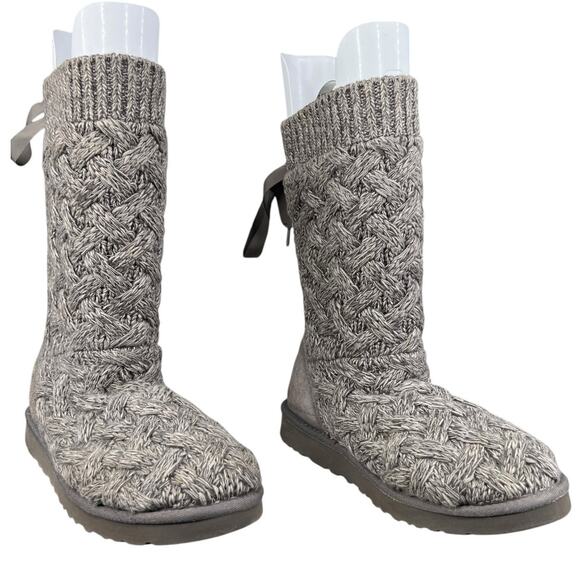 UGG Women’s Isle Grey Knit Pull On Winter Boot Size US 10 - Picture 5 of 11
